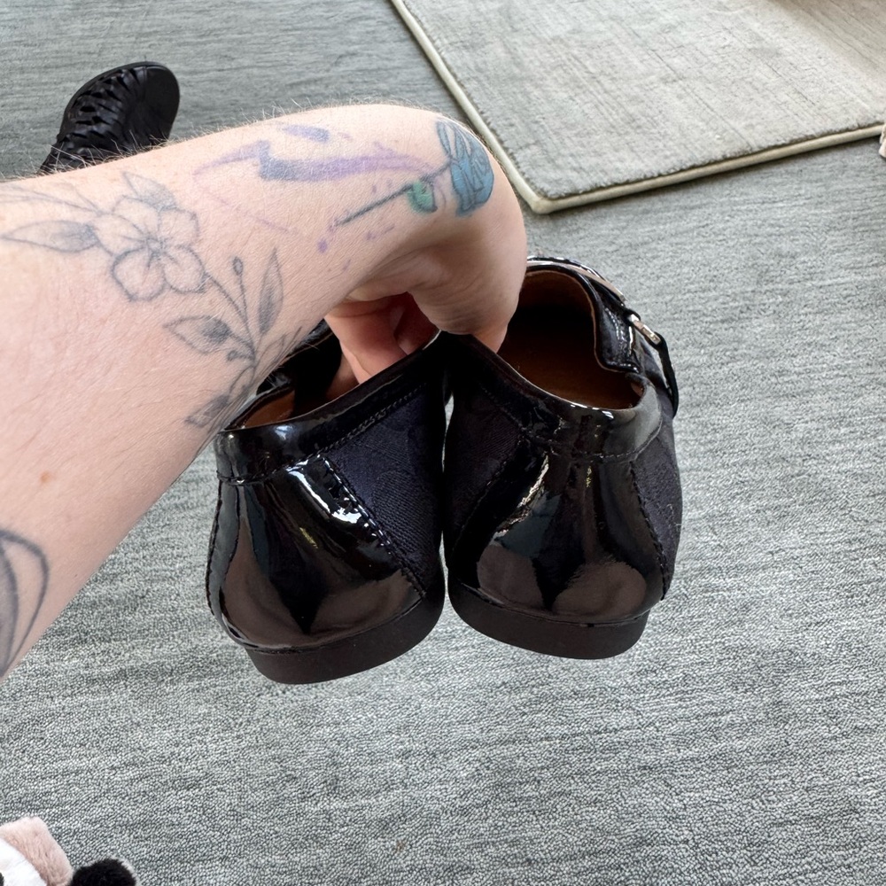 Coach Black Loafers with Silver Buckles - Picture 4 of 6